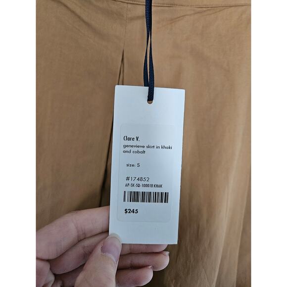 Clare V Tan Khaki and Cobalt Genevieve Skirt Midi Skirt NWT Size Small - Picture 7 of 12